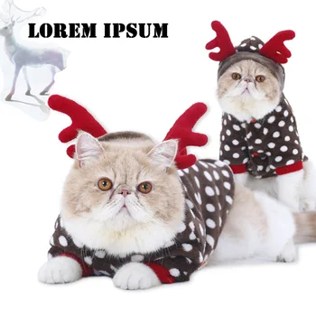 

Cat Clothes Christmas Elk Changing into Warm Kitten Pets Spring Two Legged Pet Clothes