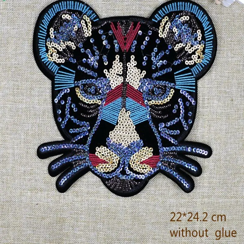 

Flat Embroidered Sequined Leopard Head Cloth Patch Sequin Embroidered Clothing Accessories Denim T-shirt DIY Patch