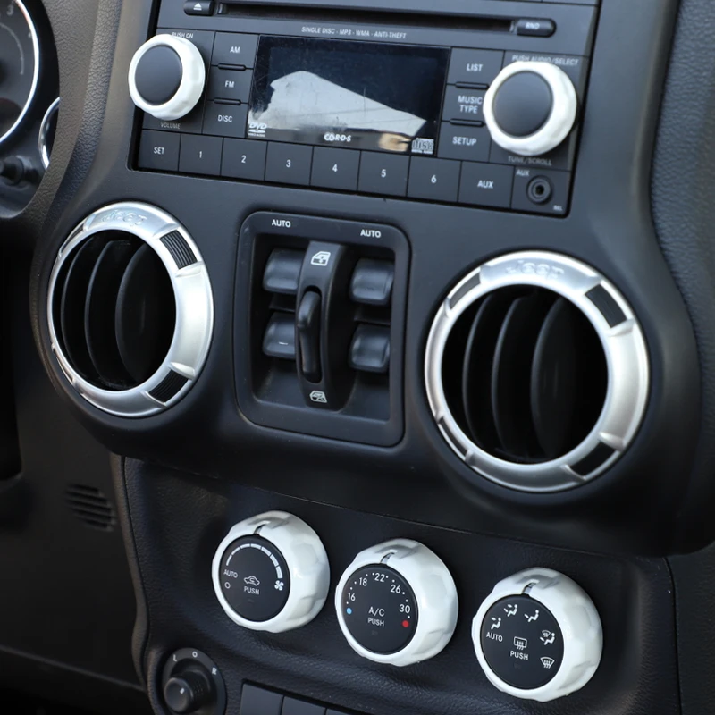 YCCPAUTO 5 шт./компл. украшение интерьера автомобиля для Jeep Wrangler JK 2011- аудио/кондиционер Кнопка обрезки покрытие из АБС-пластика