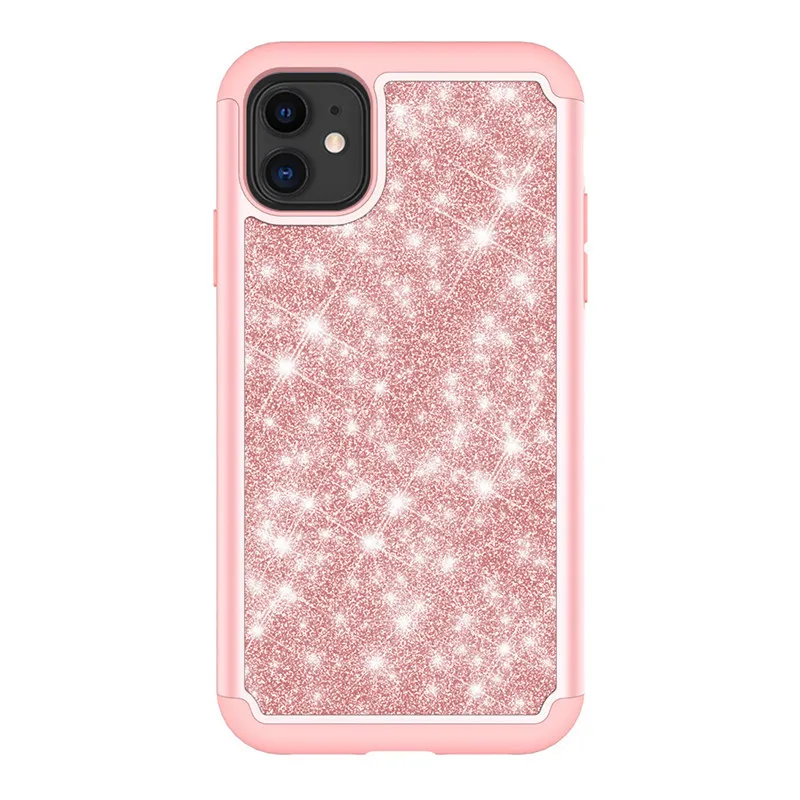 PC silicon 2 в 1 чехол Bling Jewelled антидетонационный задняя крышка окрашенная кожа для iphone