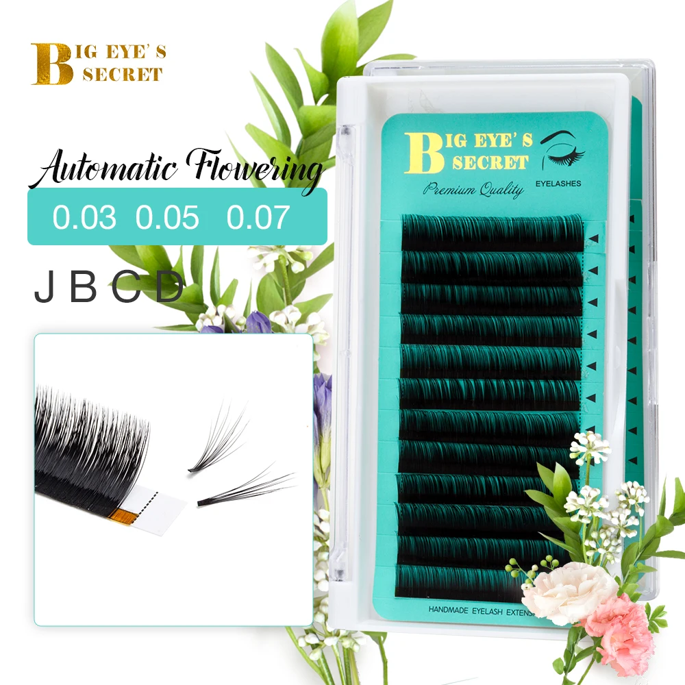 Big Eye's Secret Easy Fan Russian Volume Lash Eyelashes Extension Austomatic Flowering Rapid Blooming Fans Lash Self-Making Fans aguud 03 05 07 easy fan lashes c cc d dd blooming eyelashes automatic flowering eyelash extension rapid volume fans makeup