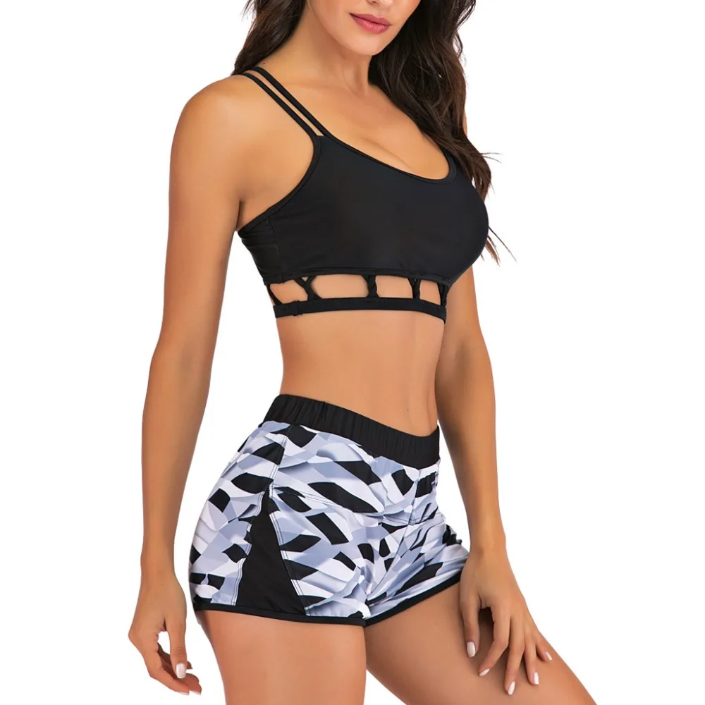 ladies two-piece swinsuit set woman top ruffled high waist bottom bikini suit Tankini swimwear bikinis 2020 mujer push up 30D9 (4)