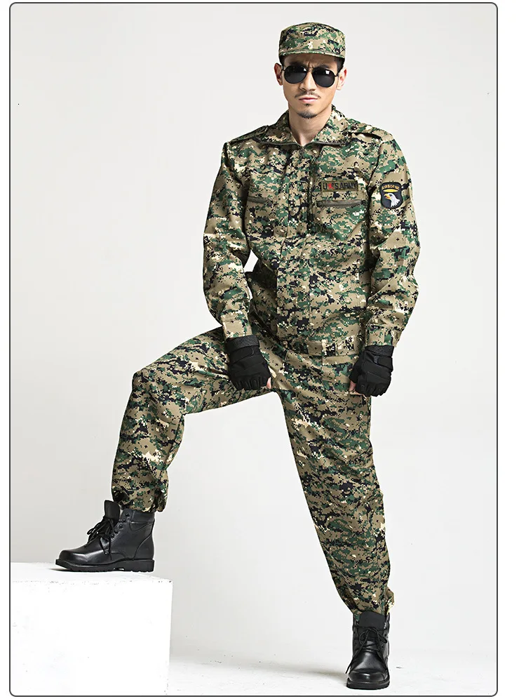 Camouflage Set1 Тактическая Военная Униформа Боевая армейская одежда для мужчин камуфляж спецназ Солдат обучение Militar Одежда Набор брюк - Цвет: Camouflage Set1