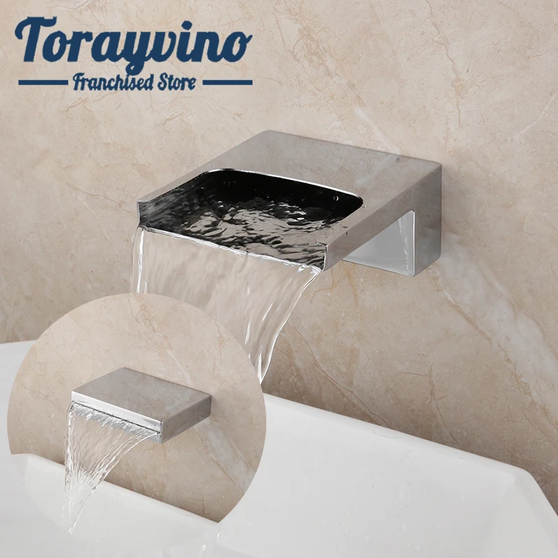 

Torayvino waterfall outlet bathtub shower faucet chrome brass only tap luxe douchekop shower head bathroom shower faucets