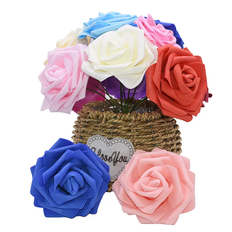 10cm 5/10pcs Big Rose Flowers Artificial PE Foam Roses for Wedding Decoration DIY Bride Bouquet Wreath Craft Home Party Supplies