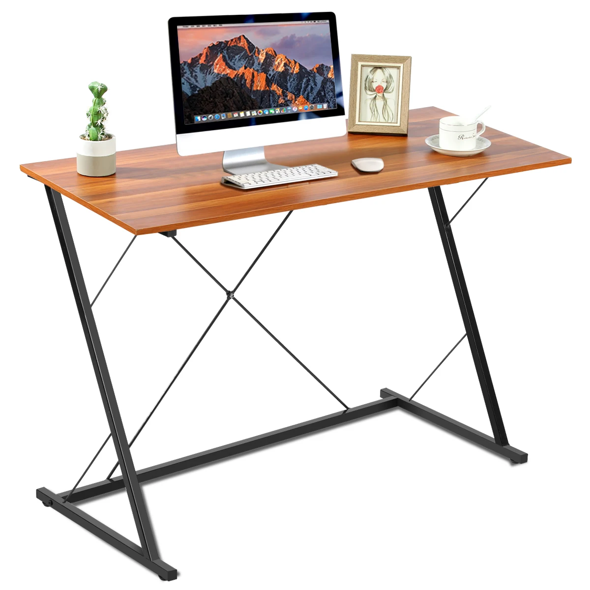 

Costway Computer Desk Simple Study Writing Desk PC Laptop Table Metal Frame Home Office