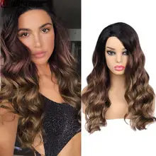 Парики из искусственных волос без шапочки-основы длиный естественная волна Wignee парик из натуральных волос для женщин 2 тона Омбре коричневые вечерние парики