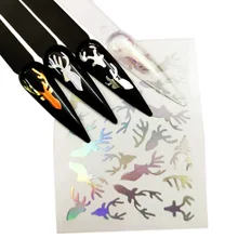 16 цветов, наклейки для ногтей Санта-Клаус, олень, самоклеющиеся рождественские наклейки для ногтей, маникюрные голографические золотые, серебристые, розовые