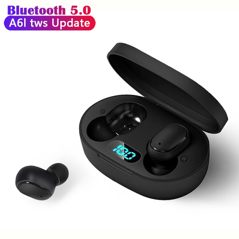 Original A6l Tws Earphone Bluetooth Wireless V5 0 Noise Reduction Mini Headset Digital Display Earbud Waterproof with Microphone