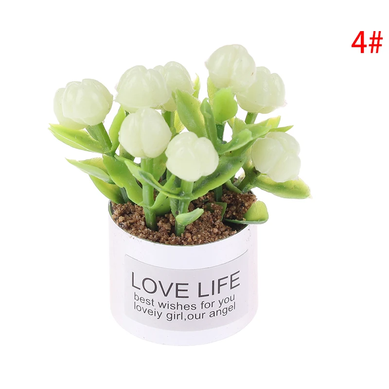 1Pc 1:12 Dollhouse Mini Iron Potted Plant Pot Lavender Plant Home Garden Decor Dollhouse Collection Kids' Toys 11