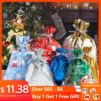 

30PCS Christmas Gift Bags Party Wedding Wrapping Treats Bag Drawstring Santa Gift Bag Christmas Ornaments Kids Goodie Decoration