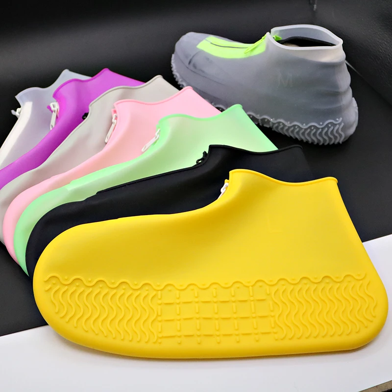 FamtiYaa Silicone Waterproof Shoe Cover Overshoes with Zipper Non-Slip Washable Protection Rain Shoes Boots for Women Men 2020