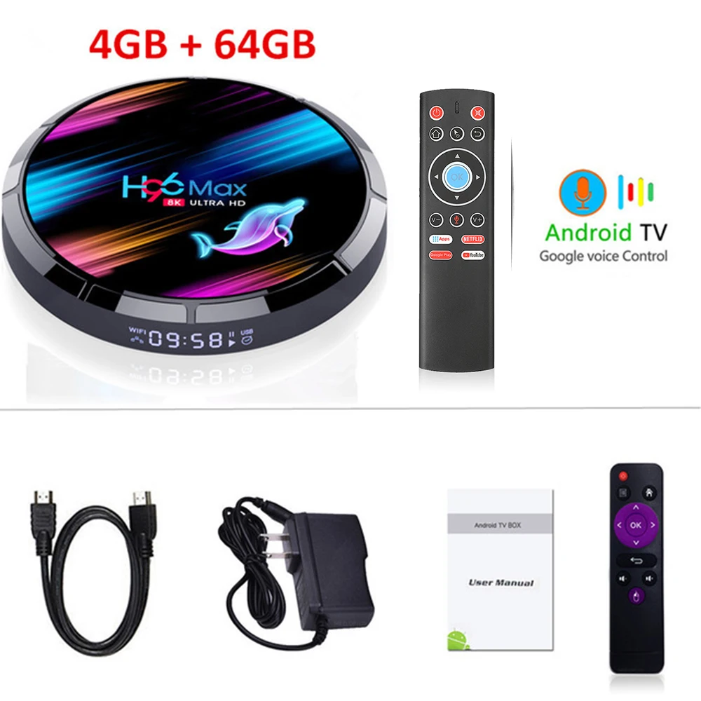 H96 ТВ Box Android 9,0 Amlogic S905X3 64 бит четырехъядерный процессор ARM Cortex A55 Процессор 8k@ 24 кадров в секунду HDMI 2,1 Декодер каналов кабельного телевидения коробка - Цвет: 4G 64G T1