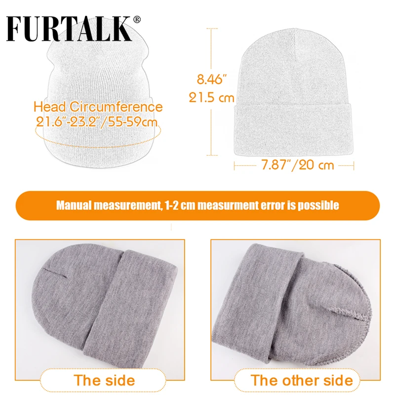 FURTALK, шапка бини для женщин и мужчин, зимняя шапка, вязанная Осенняя шапка Skullies, унисекс, женская теплая шапка, Корейская черная красная шапка