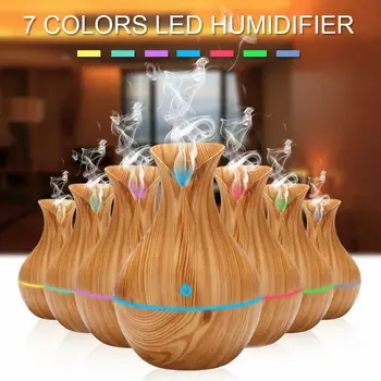 

1Pcs Wood Grain LED Ultrasonic Air Humidifier Essential Aroma Essential Oil Incense Burners for Bedroom Living Room