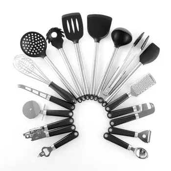 

16PCS Silicone Cooking Utensils Set Non-stick Spatula Shovel Bottle Opener Cooking Tools Set Stainless Handle Kitchen Tools CIQ