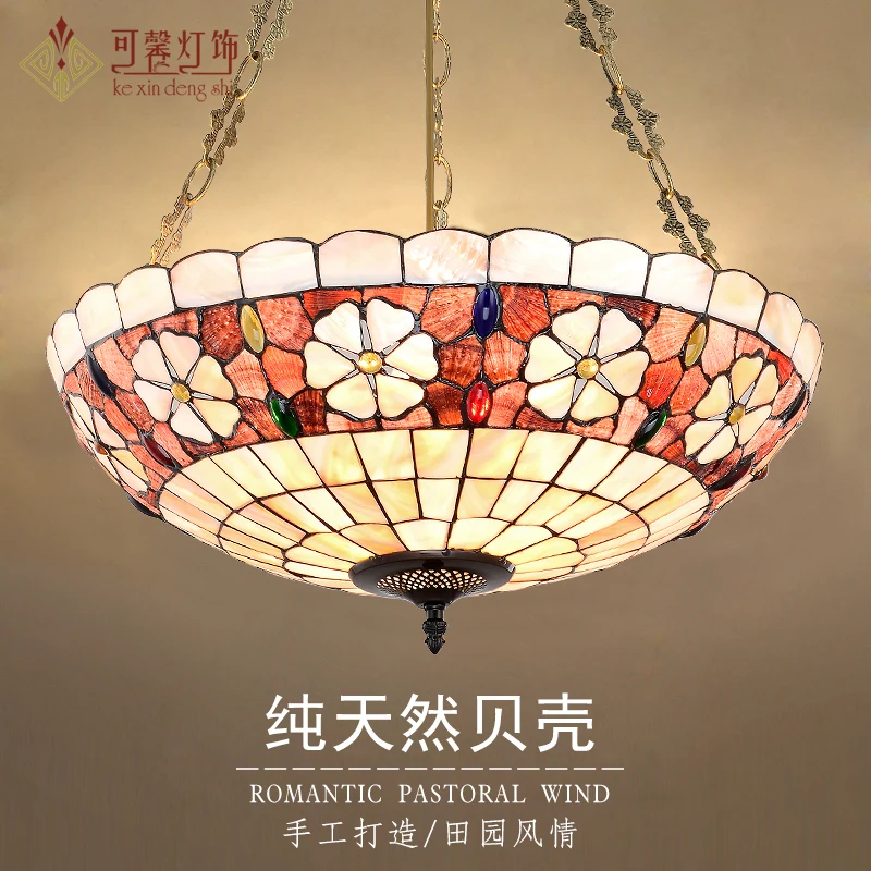 

Can Be Sweet And Warm Lighting Tiffany European Style Retro Natural Shell Restaurant Living Room Lighting luminaire suspendu
