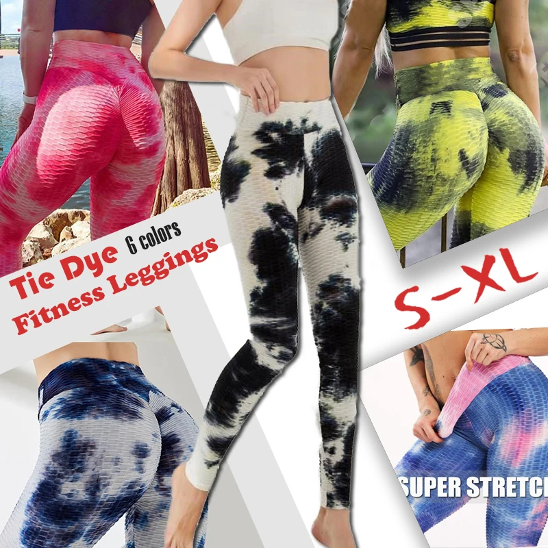 

Tie Dye Printing Fitness Leggings Gym Workout Sportswear Butt Booty Ruched Jogger Running Pants Skinny Leggins Training Wear