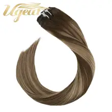 Ugeat волосы для наращивания на заколках, натуральные человеческие волосы, 14-24 дюйма, 120 г/7 шт., волосы remy на заколках