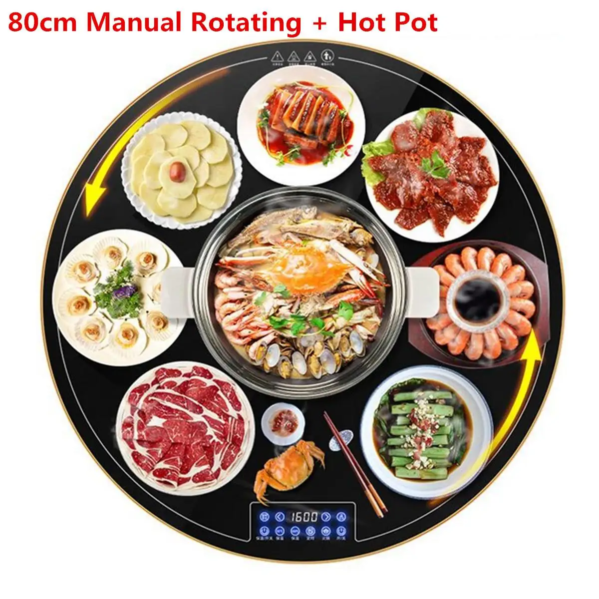 Hot Pot Household Multi-functional Hot Meals Insulation Board Dish Machine Heating Board Intelligent Heating Food Hot Food Table - Цвет: 80cm Manual Rotating