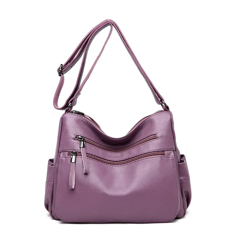 Высококачественные мягкие кожаные сумки, дизайнерские сумки от известного бренда, женские сумки, женские сумки через плечо для женщин, новинка - Цвет: Purple