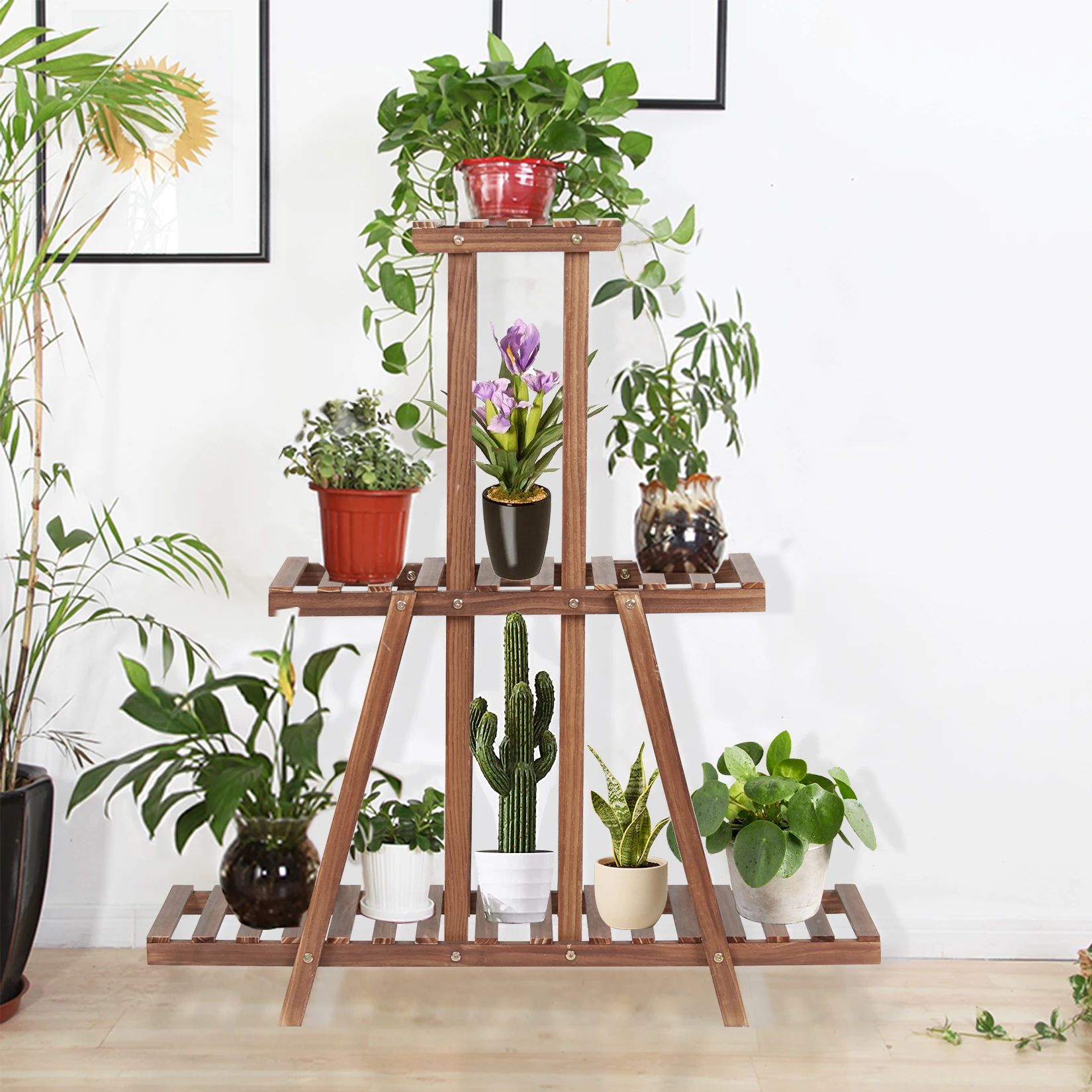 3 Tier Wood Plant Stand, Indoor Tall Plant Stand for Living Room Corner, Multiple Flower Pot Holder Shelf wicker patio furniture