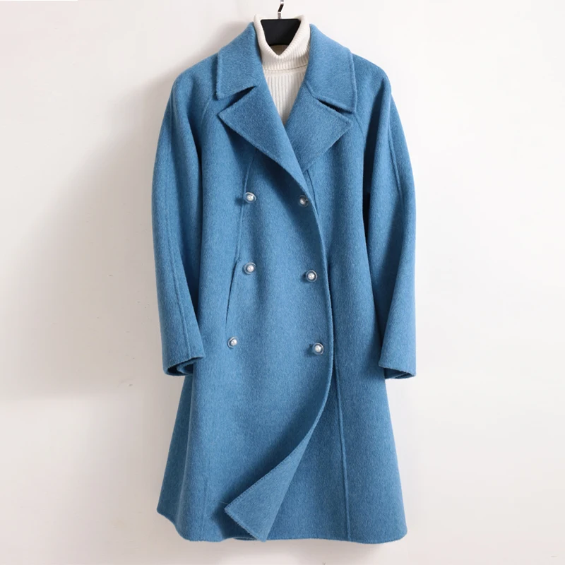 

Litvriyh new style women coats pure wool coats women jackets turn-down collar double-sided fabric female cardigan outwear warm