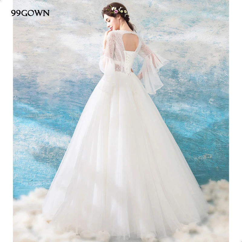 99GOWN свадебное платье с квадратными лямками 2019 Тюлевое бальное трапециевидной