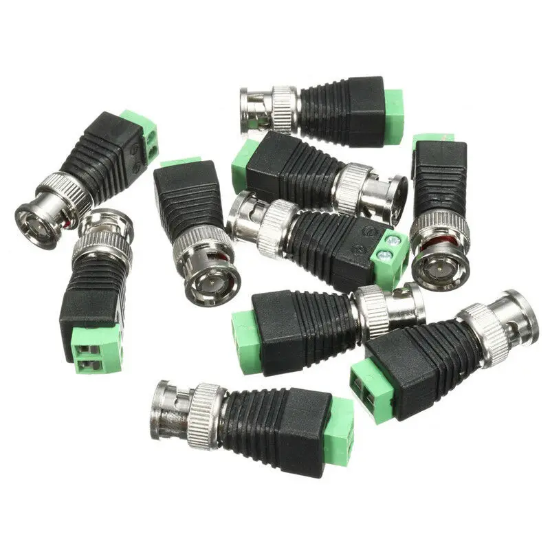 10 шт./лот мужской Коаксиальный CAT5 коаксиальный кабель BNC разъем адаптера камеры CCTV видео балун 4x1,2 см