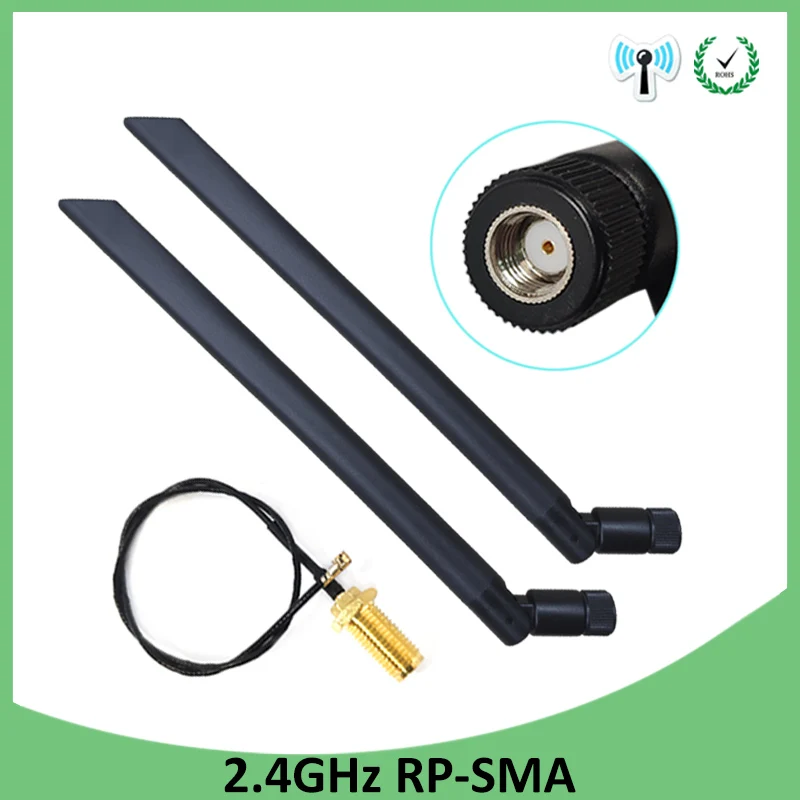 

2pcs 2.4GHz 5dBi antenna WiFi RP-SMA Male 2.4G Antenne white Aerial antena Router +21cm PCI U.FL IPX to SMA Male Pigtail Cable