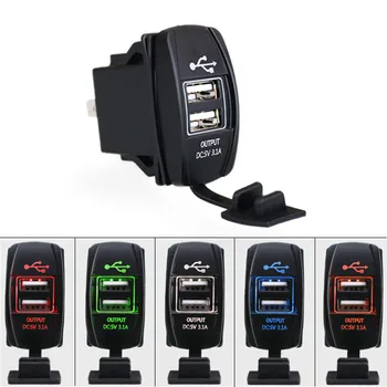 

5 Colors 1pcs 3.1A Dual USB Socket Charger Power Adapter Waterproof 12V-24V For Car Motor Motorcycle Motorbike Phone Charger