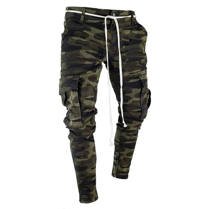 Günstig Drop Verschiffen 2019 Neue Kommen männer Hosen Armee Grün Camouflage Dünne Lange Hosen Patchwork Casual Jeans Männer Modis Streetwear