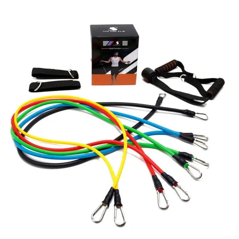 11pcs Resistance Bands Sets Weights for Exercises Yoga Light Workout Training TPE Fitness Power Resistance Bands
