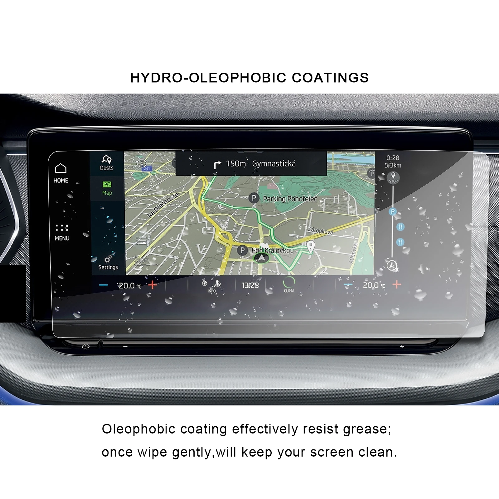 RUIYA Car PET Screen Protector For Octavia 4 Infotainment Columbus 10 Inch 2020 Navigation Touch Center Display Auto Interior