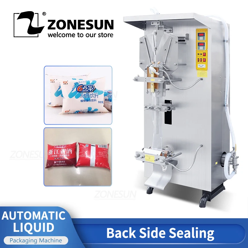 ZONESUN Automatic Liquid Packing Machine Plastic Package BeanMilk Sauce Bag Pure Water Sachet Milk Juice Filling Sealing |