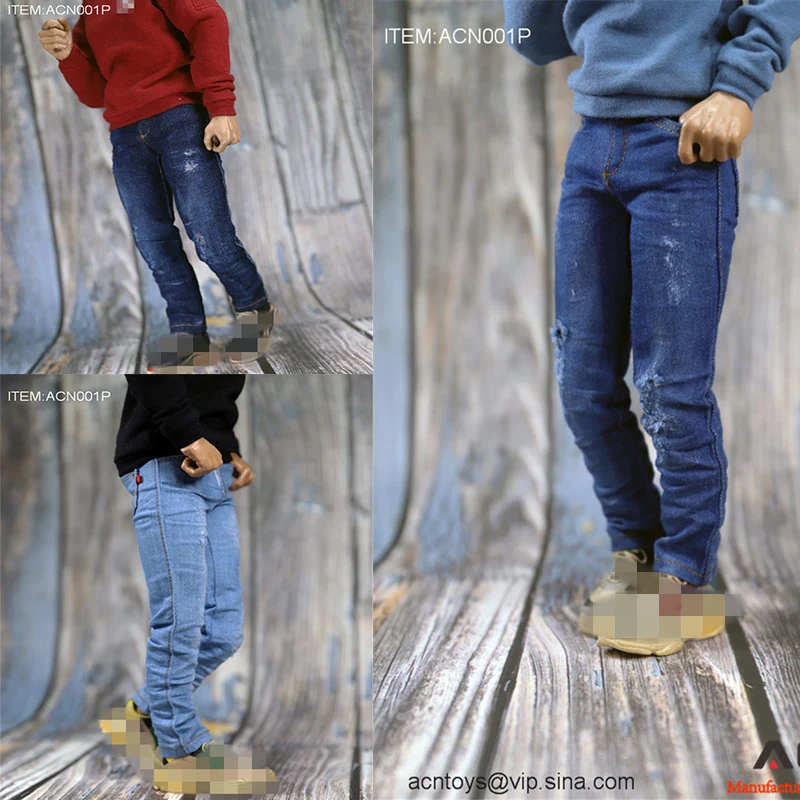 Details about   ACNTOYS 1/6 Male Casual Slim Jeans Hole Denim Pants Trousers Model Fit 12'' Body 