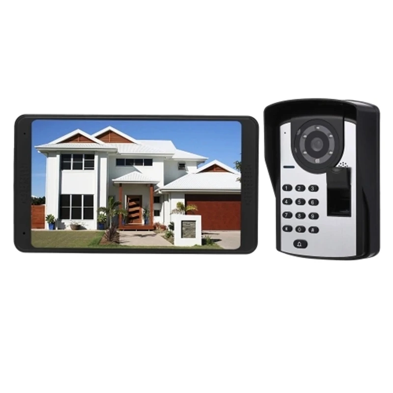 

ABKT-Wifi Wireless Video Door Phone Doorbell Intercom System Fingerprint Password APP Remote Control 7 Inch Monitor