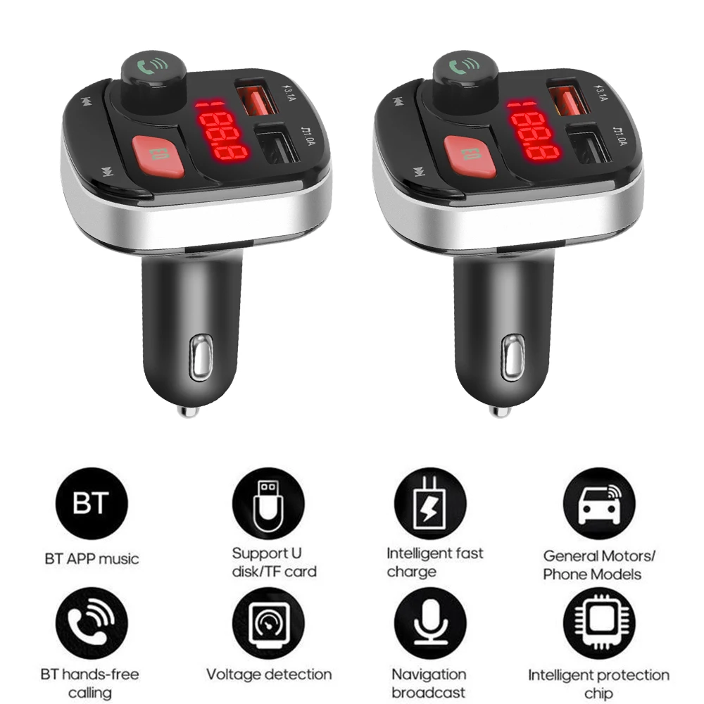 Dropship FM Modulator USB 3.1A Fast Charge Transmitter FM Bluetooth Car  Radio Adapter Wireless Handsfree Support U Disk TF Card Playback to Sell  Online at a Lower Price