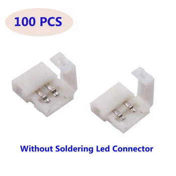 

100PCS Free Soldering LED Connector 2PIN Corner connector for 10mm 3528 2835 LED Strip Light RGB RGBW RGBWW