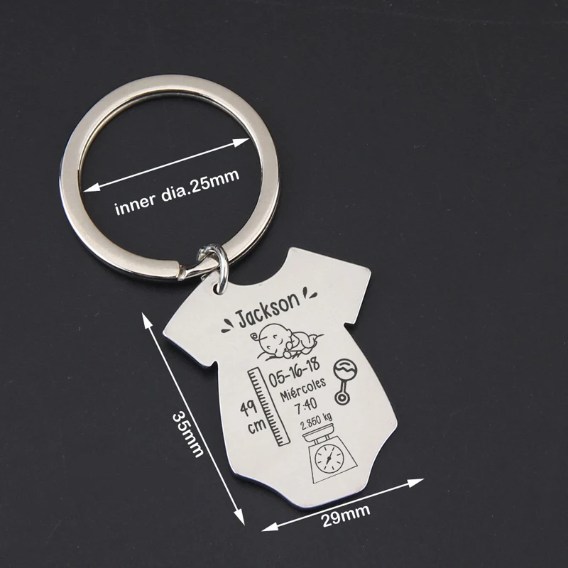 

Baby Jumpsuit Keychain Customized Baby's Birth Information Baby Stats For New Dad New Mom Gift Hot Sale Charm Keyfobs