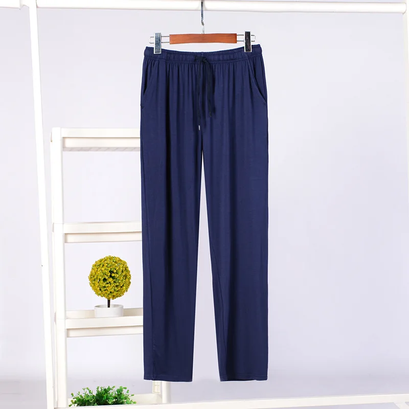 Fdfklak Neue männer Hause Hosen Modal Frühling Und Herbst L-4XL Große Größe Hosen Böden Casual Lose Nachtwäsche Schwarz/grau – Detail 3