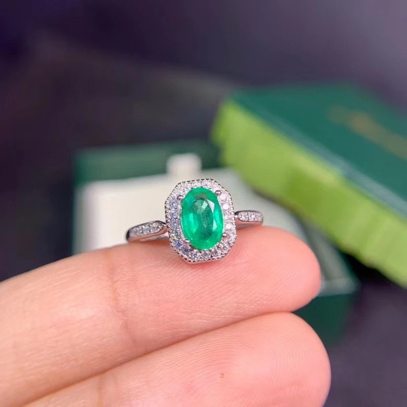 Anillo de compromiso de piedras preciosas de Esmeralda verde Natural joyería plata 925 auténtica, certificado, buen regalo|Anillos| AliExpress