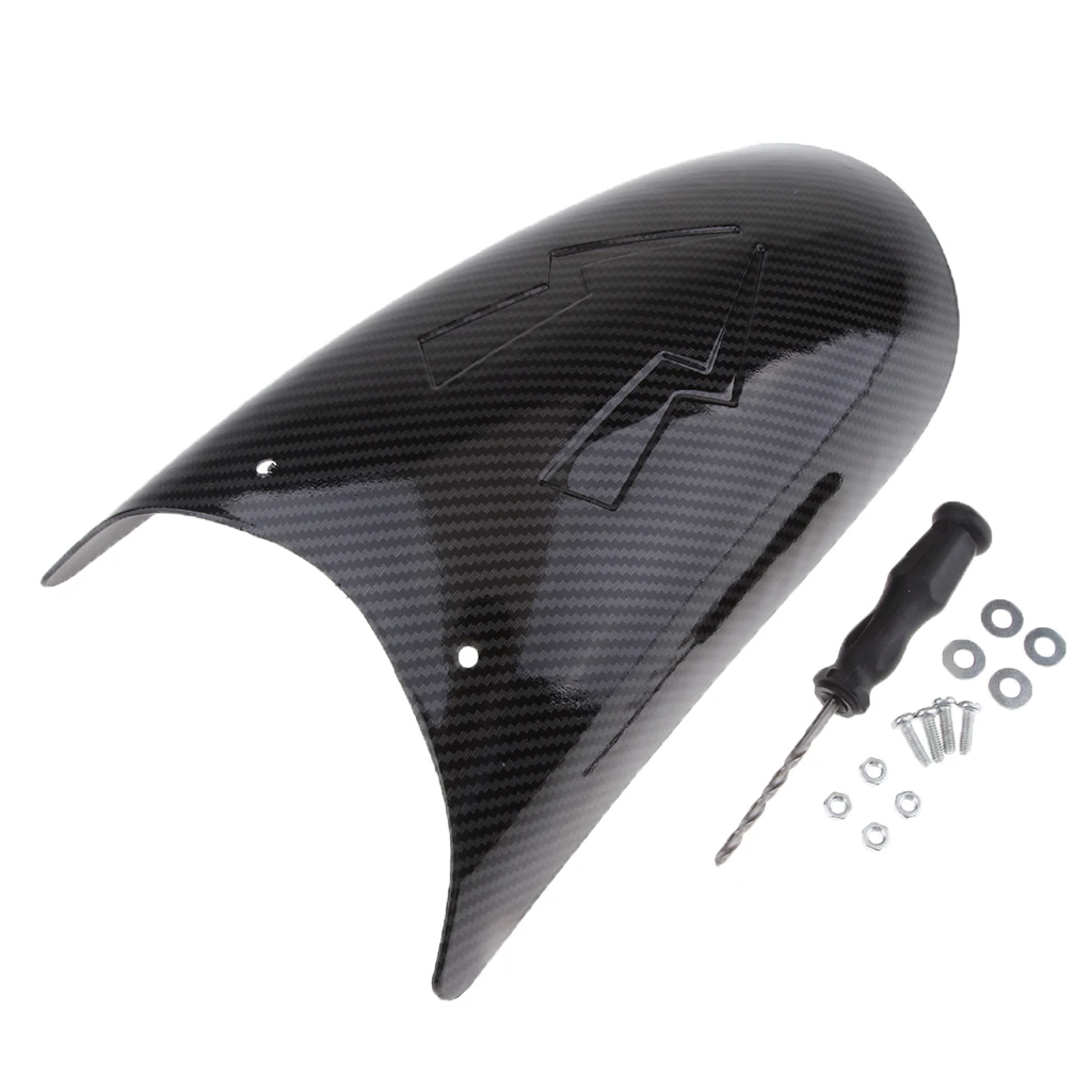 Carbon Fiber Front Fender Extension Wheel Splash Guard Cover Extender w/ Mounting Kits for Motorcycle Motorbike - Type 3