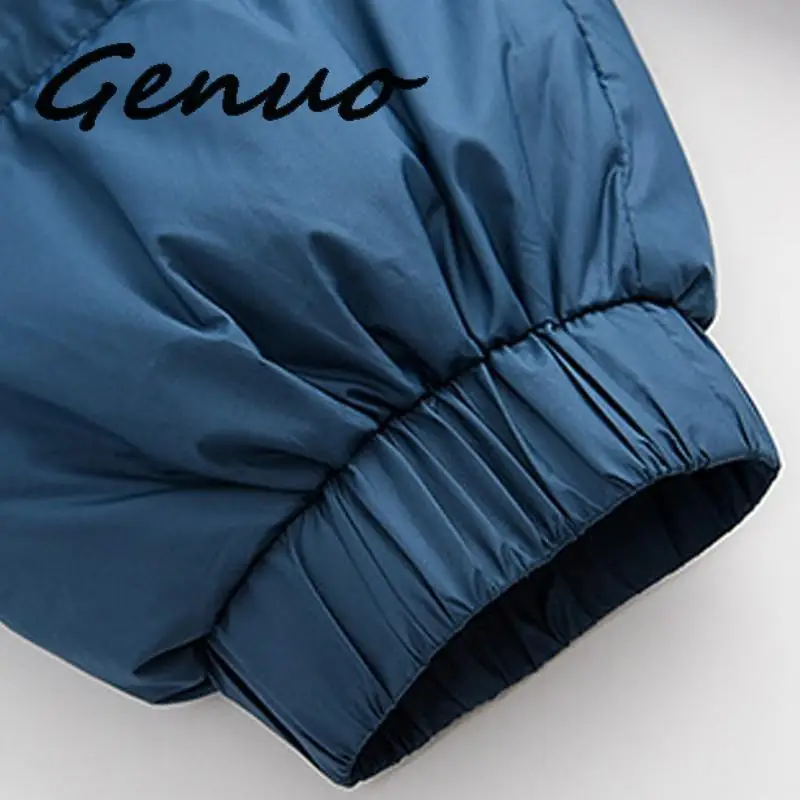 Модная синяя плотная приталенная хлопковая куртка зимняя пальто для женщин плюс