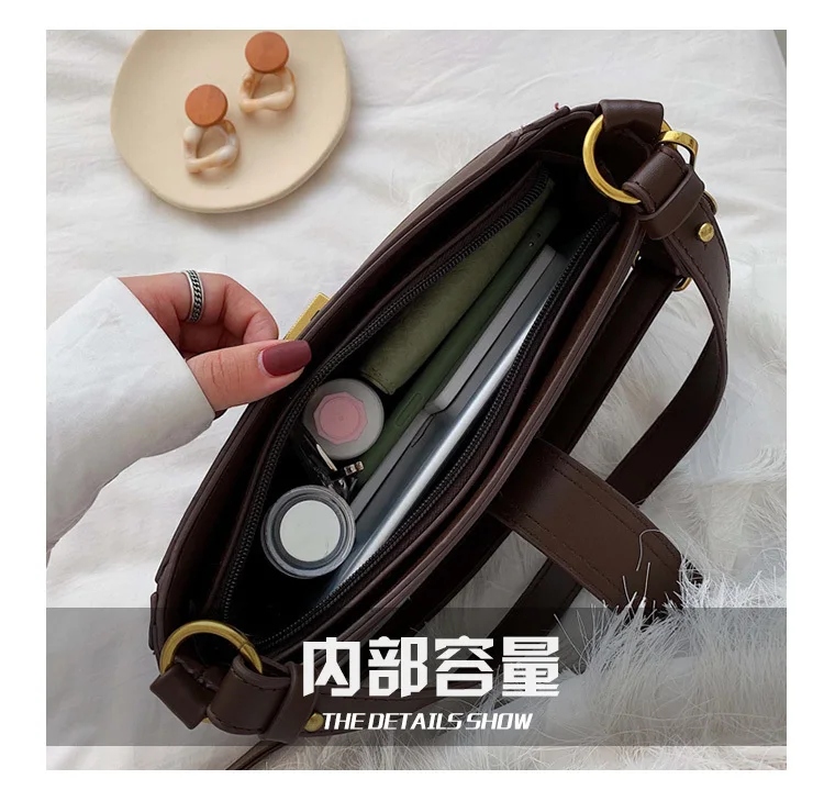 Fashion Woman Shoulder Bag PU Leather Hobos Bag Stone Pattern Lock Black Luxury Handbags Women Bags Designer Bolsa Feminina sac