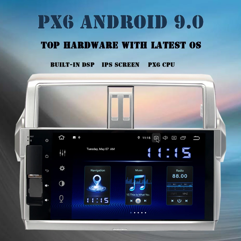 Android 9,0 автомобильный мультимедийный плеер для Toyota Prado радио PX6 gps навигация DSP HDMI 4 Гб+ 64GB10. " ips wifi BT