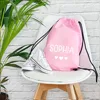 Personalized White Text With Star PE Swimming Bag Custom Your Name Kids School Sport Bag Childrens Waterproof Drawstring Bag 4