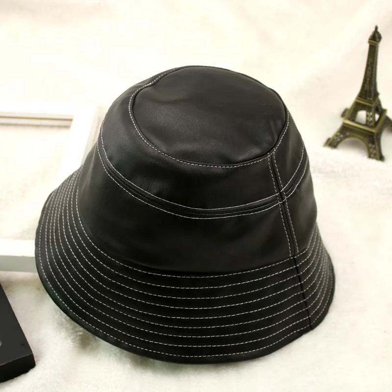 MS Solid PU Fedoras Женская Harajuku Кепка с покрывалом осень зима женская из искусственной кожи для мотоцикла кепки s винтажная шляпа LM037