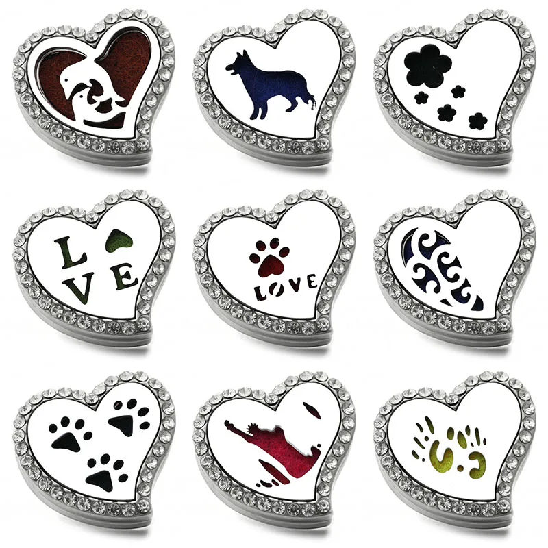 

2020 New 28 styles Magnetic Snap Buttons Stainless Steel Jewelry Love Heart Aroma Essential Oil Diffuser Perfume Locket Pendant