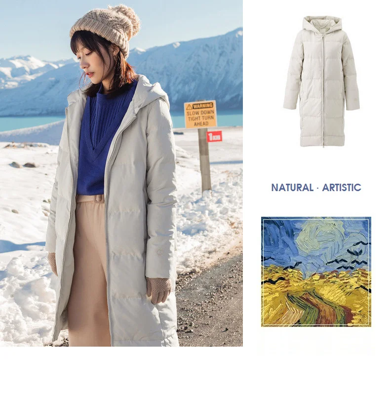 INMAN, зима, Новое поступление, одноцветные толстовки с вышивкой, сохраняющие тепло, женское длинное пуховое пальто